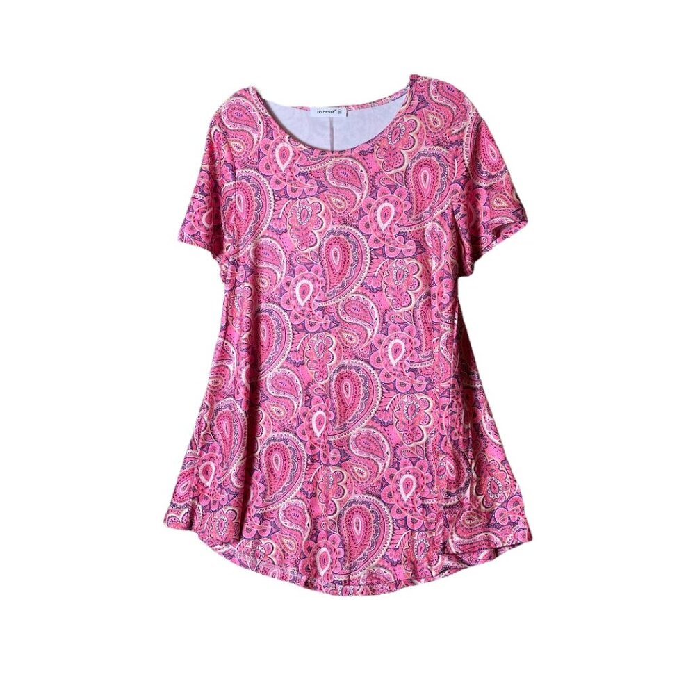 Splensive Pink/Purple/White paisley tunic size M